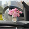 Cute mini artificial flower car ornament in glass bottle, perfect for auto interior decor. - Pink Begonia Vase Only
