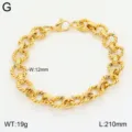 Bracelet en acier inoxydable plaqué or 18K mode, détail de maillons épais de 12mm. - Boucle Dorée Type 2