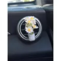 Cute car air vent daisy flower glass bottle perfume clip for interior decoration and freshness. - Daisy / White