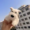 Lindo llavero de peluche con forma de perrito blanco suave para decorar el bolso. - Estilo Mosquetón Westie Original