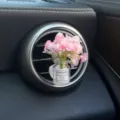 Baby's breath car air vent clip, fresh floral aromatherapy perfume bottle for auto interior. - Begonia Flower / Light Pink