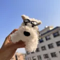 Lindo West Highland White Terrier llavero de felpa cachorro esponjoso colgante de bolso regalo - Estilo Mosquetón Westie Gafas