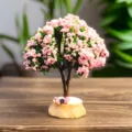 Árbol de flores rosa artificial bonsái decoración de escritorio DIY micro paisaje hogar - Árbol de los Deseos con Tocón Verde