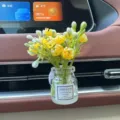 Mini Auto-Lüftungsöffnung Vase Parfüm Flasche Ornament süße Blumen gelb Bouquet Auto-Dekor - Gelber Jasmin
