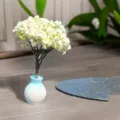 Mini árbol de flores artificiales decoración de escritorio con jarrón de cerámica - Botella Azul Árbol de Peral