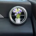 Mini car air vent clip with purple gypsophila flowers and glass aromatherapy bottle decoration. - Jasmine / Purple