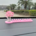 Rosa Auto Parkuhr temporäre Parkkarte mit künstlicher Blumenvase als Innendekoration. - Hellrosa Begonie + Rosa Basis