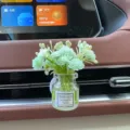 Mini Auto Lufterfrischer Auslass Clip mit gruener Blumenvase und kuenstlichem Pflanzendiffusor. - Hellgrüner Sternenhimmel