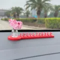 Süßes temporäres Autoparkschild mit rosa Blumenvase, minimalistische Autoinnenraumdeko. - Begonie + Rote Basis