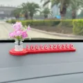 Auto temporäres Parkplatz-Nummernschild mit künstlicher Blumenvasen-Dekoration für den Innenraum. - Lila Begonie + Rote Basis
