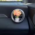 Car air vent perfume clip with cute artificial flowers, interior decor bottle for auto. - Morning Glory / Orange