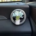 Car air vent dried flower perfume bottle clip, cute blue floral interior decor accessory. - Morning Glory / Blue