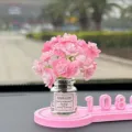 Rosa Blumen Auto temporatives Parken Nummernschild und Innendekoration, niedliches Armaturenbrett. - Hellrosa Begonienvase + Spurloser Kleber
