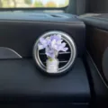 Car air vent perfume clip with purple flowers, fresh floral aromatherapy bottle for auto decor. - Morning Glory / Purple