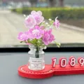 Niedliche Blumen Auto Parkschild temporäre Telefonnummer Dekoration Armaturenbrett Zubehör - Vase mit lila Begonie + spurloser Kleber