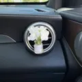 Car Air Vent Perfume Clip with White Flowers Aromatherapy Bottle Interior Decor - Morning Glory / White