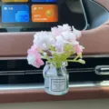 Süsses Auto Lüftung Blumen VASE Aromatherapie Flasche, frischer duftender Lufterfrischer Dekor - Rosa Blume