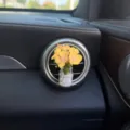 Car air vent perfume clip with yellow artificial flowers and cute glass bottle decor. - Morning Glory / Yellow