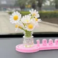 Auto temporäres Parks Nummernschild, rosa Basis mit Gänseblümchen Blumenvase Innendekoration. - Vase mit zwei weißen Gänseblümchen + spurloser Kleber