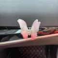 Pink gradient mesh butterfly car air vent clip, sparkly rhinestone decor, cute interior accessory. - Adhesive Type / Gradient Pink