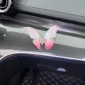 Cute gradient pink butterfly car air vent clip with sparkling rhinestones for interior decor. - Adhesive Type / Gradient Pink
