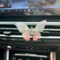 Cute butterfly car air vent clip with sparkly rhinestones, pink gradient mesh wings aesthetic. - Aromatherapy Type / Gradient Pink