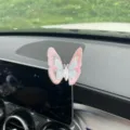 Cute pink blue embroidered butterfly car air vent clip ornament aromatherapy interior decoration - Adhesive Type / Pink