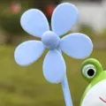 Cute blue flower pinwheel bamboo dragonfly helmet accessory, vibrant scooter helmet decor item. - Spare Windmill
