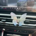 Butterfly car air vent clip ornament with rhinestone and mesh wings for auto interior decor. - Aromatherapy Type / Gradient Blue