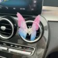 Cute pink blue butterfly car air vent clip, pearl decorated aromatherapy diffuser ornament for women - Moving Butterfly Ornament (Gradient Pink-Blue) - Adhesive Style