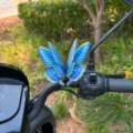 Adorno de mariposa 3D azul con resorte para vehículo eléctrico y accesorio de auto - Mariposa Azul 3D / Azul