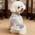 Lindo vestido de verano para perro cheongsam tradicional chino ropa para mascotas cachorro - XS / Loto de tinta