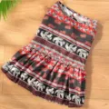 Vestido de verano fino para perros con estampado de elefante y dobladillo con volantes. - S / Vestido Rojo