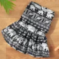 Vestito per animali domestici con stampa elefante bianco e nero, elegante gonna estiva per cani. - Motivo Vestito Nero
