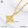 Vue détaillée du pendentif collier nœud celtique en acier inoxydable doré avec beau design. - Style 1 / Or