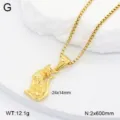 Vue de détail en gros plan de collier pendentif chat doré, bijoux en acier inoxydable. - Collier Pendentif Chat