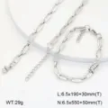 Détail du set de chaînes géométriques en acier inoxydable, collier, bracelet et poids. - Style 1 / Acier
