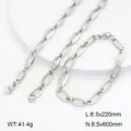 Détail de chaîne à maillons ovales géométriques en acier inoxydable, ensemble collier. - Style 1