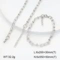 Ensemble collier bracelet en chaîne géométrique en forme de 8 en acier inoxydable argent - Style 1 / Acier