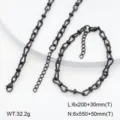 Acier inoxydable ensemble collier bracelet forme 8 gunmetal bijoux géométrique cadeau - Style 1 / Noir