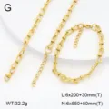 Vue détaillée de l'ensemble de bijoux de chaîne géométrique en acier inoxydable doré brillant. - Style 1 / Or