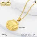 Collier Pendentif Medaillon Coquillage Acier Inoxydable Or 20x22mm Bijou Variante G - Médaillon Coquillage / Or