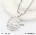 Pendentif collier en acier inoxydable portrait religieux rétro 3D, texture détaillée. - Style 9 / Acier