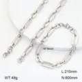 Détail du set de chaînes géométriques en acier inoxydable, collier et bracelet, largeur 8mm. - Style 5