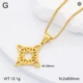 Collier pendentif nœud celtique en acier inoxydable doré pour homme et femme, détail. - Style 4 / Or
