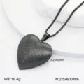 Collier pendentif médaignon cœur en acier inoxydable noir, design ouvrable, bijoux tendance. - 42x40mm / Style à Motif Noir