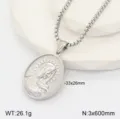 Vue détaillée du collier pendentif 3D en acier inoxydable portrait vintage. - Style 7 / Acier