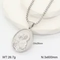 Collier pendentif ovale portrait 3D en acier inoxydable vintage avec gravure religieuse. - Style 6 / Acier