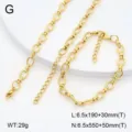 Ensemble de bijoux collier et bracelet géométriques en acier inoxydable doré forme 8 - Style 2 / Or