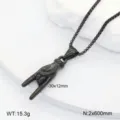 Collier pendentif geste de rock noir en acier inoxydable avec chaîne, bijou stylé. - L / Noir